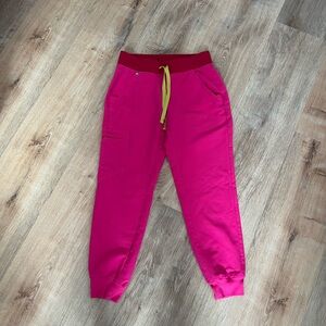 Bright Pink Joggers with Red Waistband